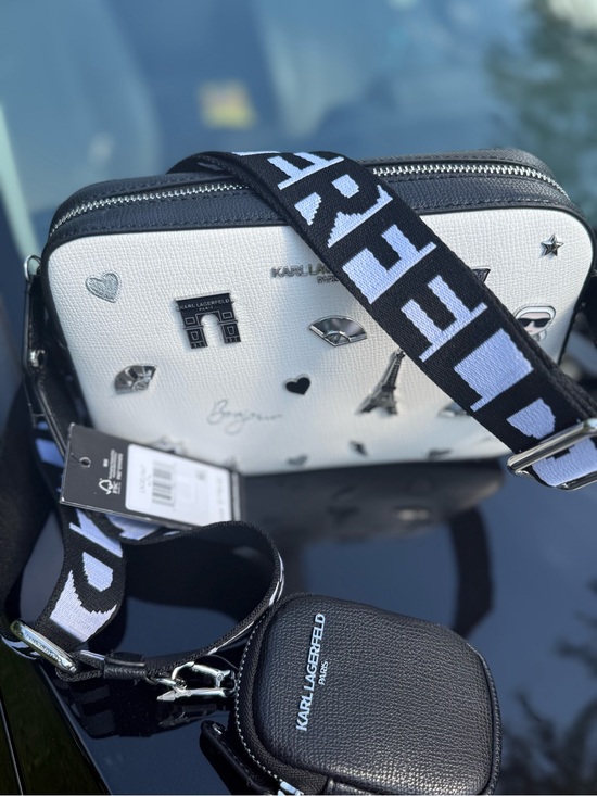 Karl Lagerfeld Other - Karl Lagerfeld White & Black Travel Crossbody Bag with Logo Strap🖤🤍